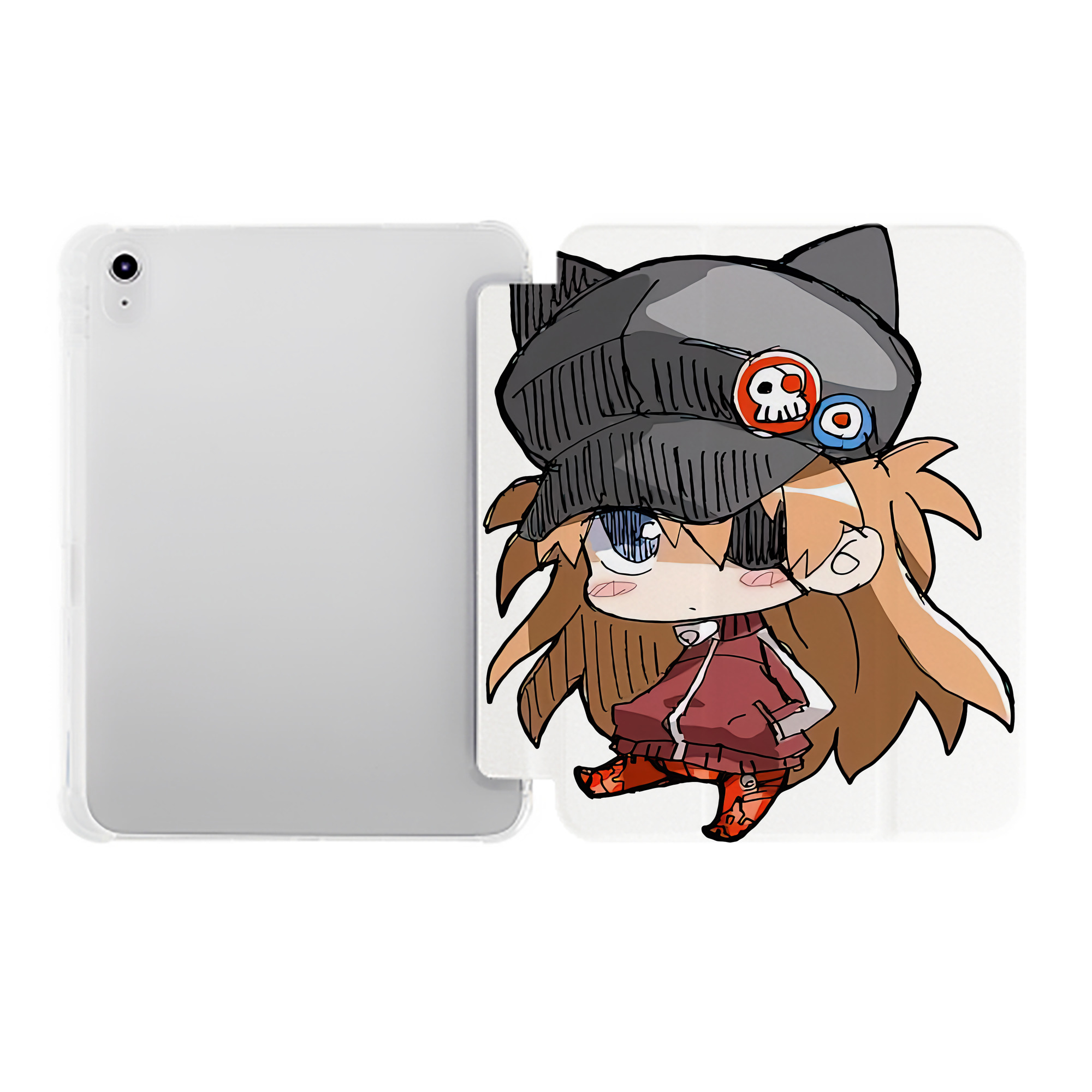 （画像用） EVA 新世紀エヴァンゲリオン IPad ケース ペン収納付き 三つ折りスタンド PUレザー×シリコン 対応機種9.5/10.5/10.9インチ